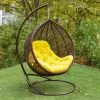 Подвесное кресло Веста ЮМК шоколад с жёлтой подушкой