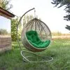 Крепкое подвесное кресло Веста беж с зелёным