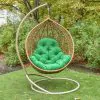 Садовое подвесное кресло кокон Глория с зелёной подушкой