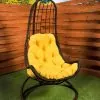 кресло гамак легато коричневое с жёлтой подушкой